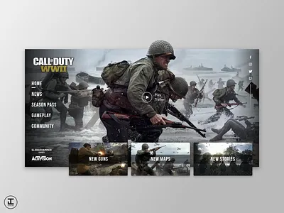 Call of Duty WWII - Website Redesign Concept call of duty call of duty wwii cod design game art game design gamer games gaming shooters sketch ui ui trends ux ux trends video games