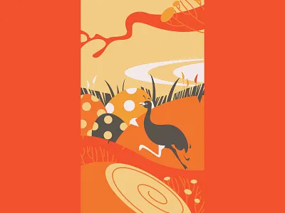 Ostriches cartoon illustration ostrich vector