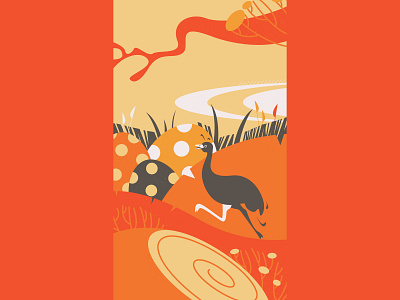 Ostriches cartoon illustration ostrich vector