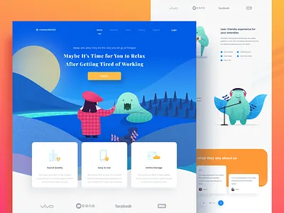 Music clean design illustration monster music ui website