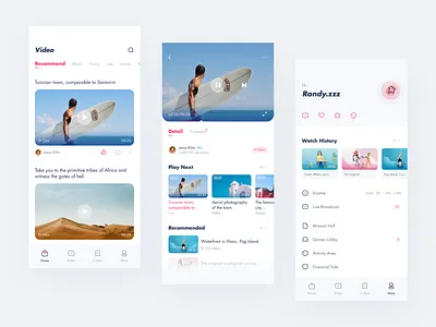 Video related app app clean design pink ui video