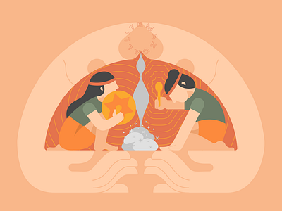Temazcal american drum esoteric guadalajara illustration mexican mexico music mystic native native american stones temazcal traditional vector woman womb