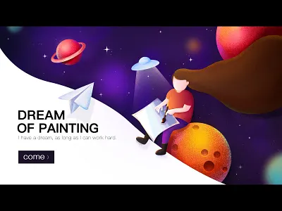 Dream draw illustration plane planet spacecraft