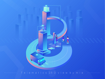 Telematics 2.5d illustration 02 car design illustration telematics ui