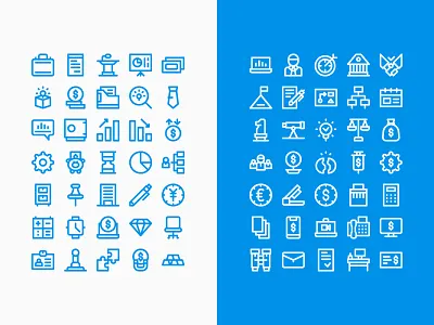 Business and Finance Icon Set blue business currency design economy finance icon line lineal mobile money outlined ui