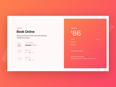 Maid Booking calculator design sketchapp ui ux