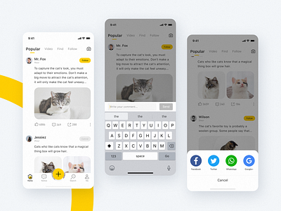 Pet Community Application - Home homepage pet share it ui 品牌 应用 设计