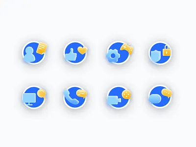 Icon set blue icon illustration ui yellow