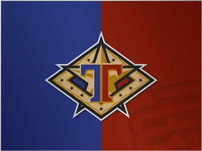 It's a Badge... blue diamond garnet gold illustration letter. flag logo star t