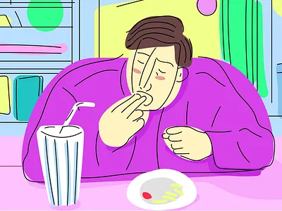 Spidey Eating Fries illustration motion spiderman