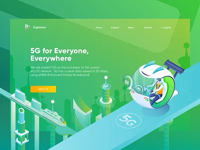 Digitalnet 5G For Everyone, Everywhere. 3d adobe illustrator app header illustration isometric landing page network technology web webdesign