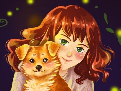 Portrait with a beloved pet animal anime art artist cartoon cgart character characterdesign cute cuteanimal cuteart digitalartist doggy dogs illustration kawai magical pet pets portrait