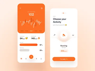 Mobile Fitness App analytics app chart dashboard excercise fitness graph gym health heart rate ios mobile product design slider statistics stats training ui ux workout