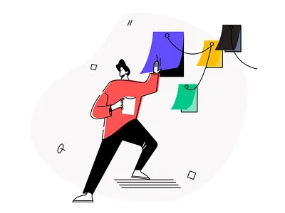 Discovery & Strategising workshop affinity discovery illustration minimal minimalist post notes red simple simple clean interface sticker notes strategy ui uidesign vector work plan workshop