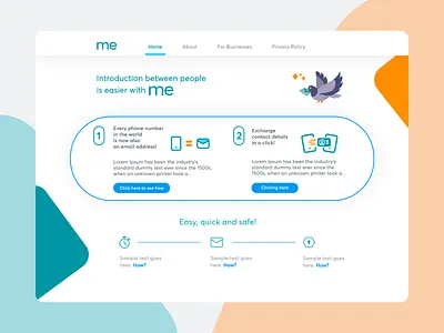 Homepage for desktop website blue cta freelancer homepage icons info landing menubar orange ui web webdesign white
