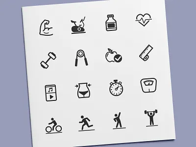 Fitness Icons exercise fitness gym health icon icon design icon set icons sport training ui vector workout
