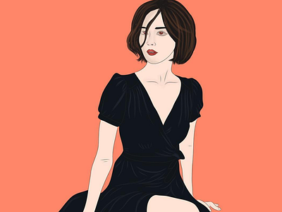 Girl in Black art clean dark design girl illustration minimal procreate procreateapp