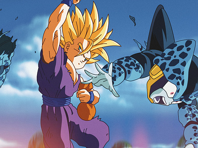 Gohan Vs Cell Junior redraw wallpaper [3440x1440] dragon ball z fanart illustration