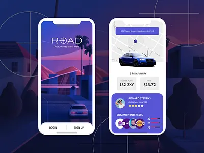 Rideshare Rebound app branding design flat icon illustration logo minimal ui ux vector web