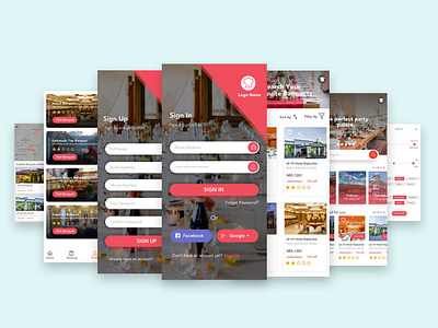Banquet App UI Design app clean design flat icon lettering logo typography ui ux vector