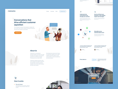Chatmantics — Landing page blue bot chatbot clear design illustraion landing landing page light minimalism shape