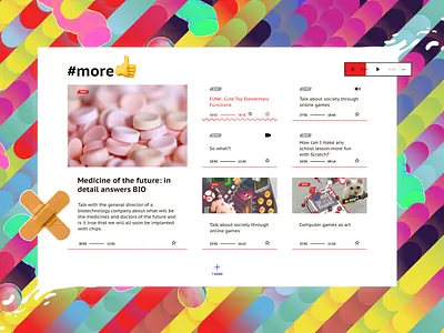 News compilation bright colors cartoon coloful flat fun illustration more morecolor news player ui vector