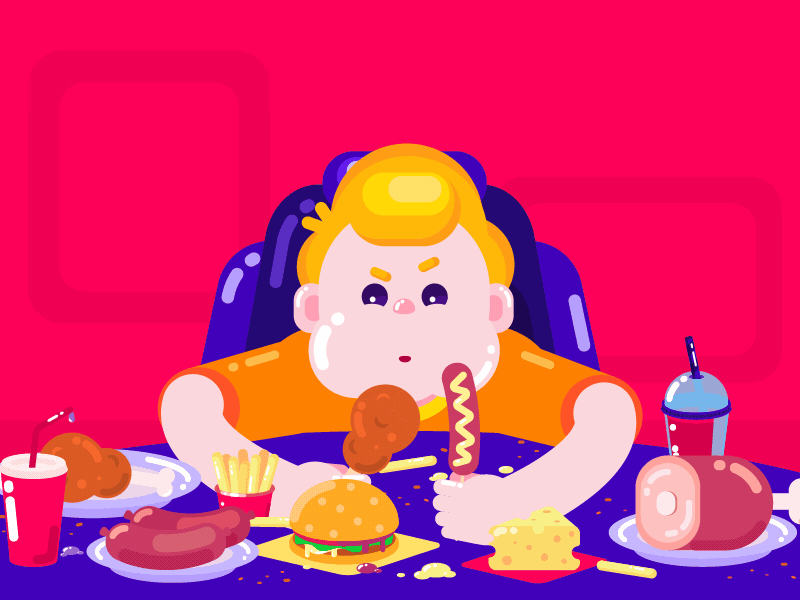 Eat Food animation character dinner eat fast food food illustration lunch motion