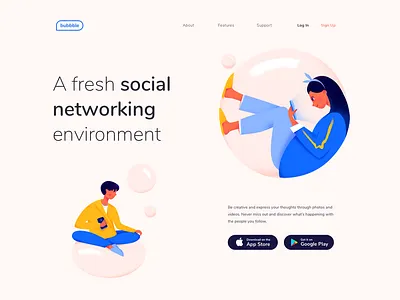 Landing page - Bubbble clean colors design experience illustration landing minimal page ui ux vectors web website