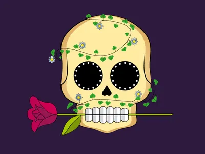 Skull Rose design flat rose skull