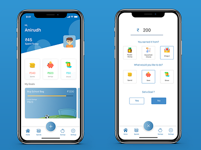 Kids Money Manager App - UI Design app design designer flat icon illustration lettering minimal type typogaphy ui ui component ui design ui elements ui8 uidesign ux ux design ux designer website