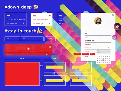 News portal details bright colors cards cartoon coloful flat fun grid gui illustration placeholder player profile subscribe vector