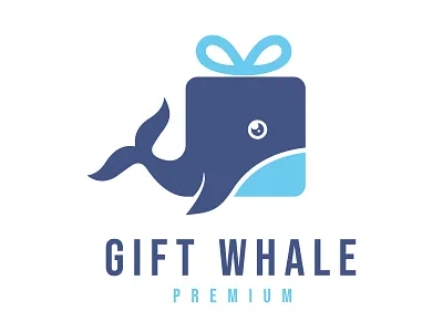 Gift Whale Logo animal blue box children gift logo modern playful unique whale