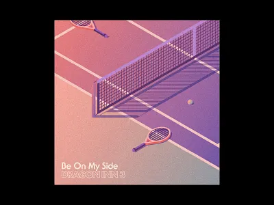 Be On My Side — Sketch 02 80s album art album cover design design gradient illustration isometric music sunset tennis typography
