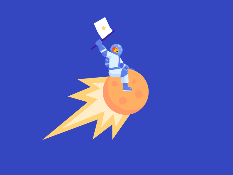 Check My New Ride animated animation apollo11 astronaut branding character design gif graphic design illustration nasa space vector