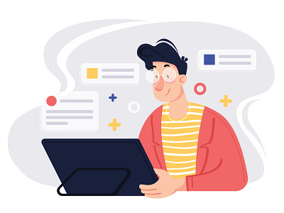Ui designer / illustrator 2d app boy character design flat illustration illustrator men ui uidesign vector work workspace