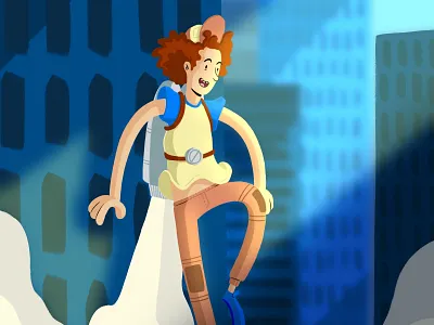 Jet Pack art cartoon color colour colourpallet digital drawing flying graphic illustration illustrator jetpack light science scifi