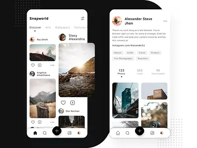 Snapworld Photography Apps app apps design first shot graphic icon illustration instagram mobile app mobile app design mobile design photography pinterest traveling trip ui ui deisgn ui ux unsplash ux
