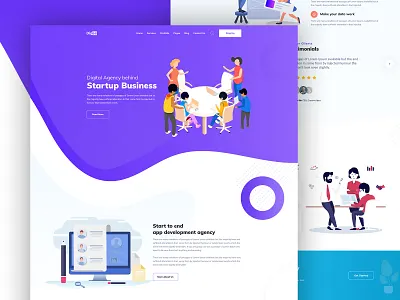 Digee Digital Marketing Agency agency business concept digital gradient illustration landing page design marketing multipurpose startup typography vector website