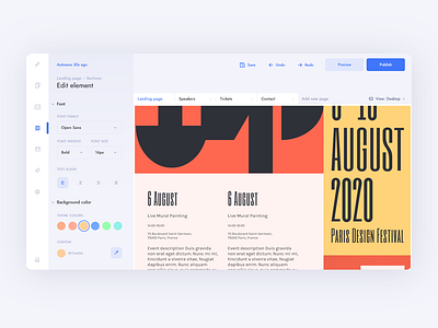 Event marketing platform website editor app design editor event event app marketing platform ui user experience user interface ux website website editor