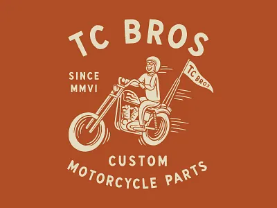 TC Bros. Rider branding chopper design drawing graphic design hand drawn hand lettering handmade illustration lettering traditional type vintage