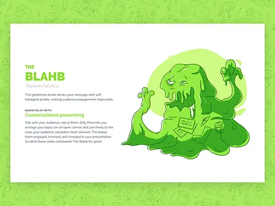 Beasts of Boredom - The Blahb blob campaign dreamforce green illustration monster prezi ui ui design ux ux design web web design