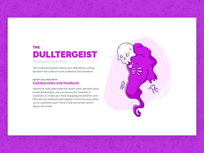 Beasts of Boredom - Dulltergeist campaign dreamforce ghost illustration monster prezi purple skeleton ui ui design ux ux design web web design
