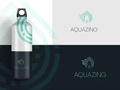 Logo for AQUAZING bottle brandidentity branding brandstrategy corporateidentity creativeagency designagency drop fingerprint green healthy hydration logocreator logomaker refreshing smart sustainability visualidentity water wellness