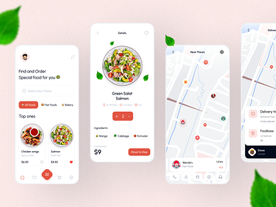 Food Delivery App Design app appdesign branding delivery design figma food fooddeliveryapp fresh graphic design minimalistic ui ux uxui