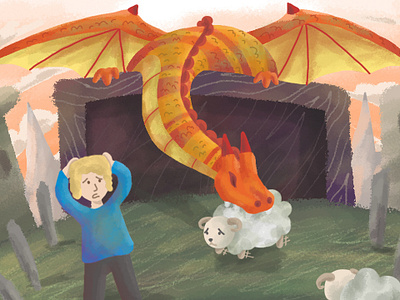 Dragon animation art design digital drawing icon illustration painting vector