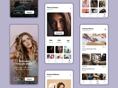 App UI design concept - Profile Screen android app app concept design favorite ios onboarding screen onboarding ui profile profile design profile screen salon app salons saved places spa spa app ui ux