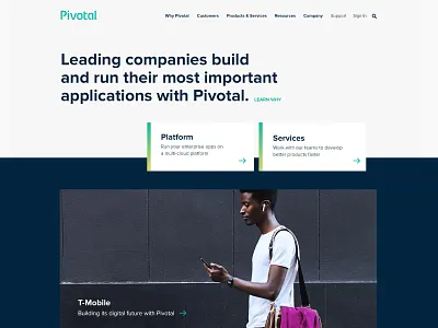 Pivotal Home Refresh applications cloud customers home logos open source page pivotal platform refresh services stats t mobile webpage website