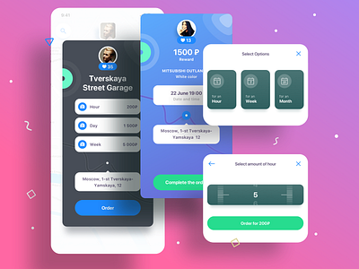 Skooby Garage mobile app design animation web design branding animanion app app design cards logo mobile app design notification order parking profile selector skooby