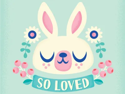 So Loved - Bunny and Flowers bunny cute animal digital art digitalart floral flowers graphic design illustration jsongdesign pastel so loved vector