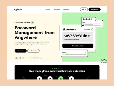 MyPass - Password Manager branding card ui cyber security cybersecurity graphic design interface landing page lastpass manager password generator password management password tool privacy tool product design social media tool theft protection typography user experience web design web page